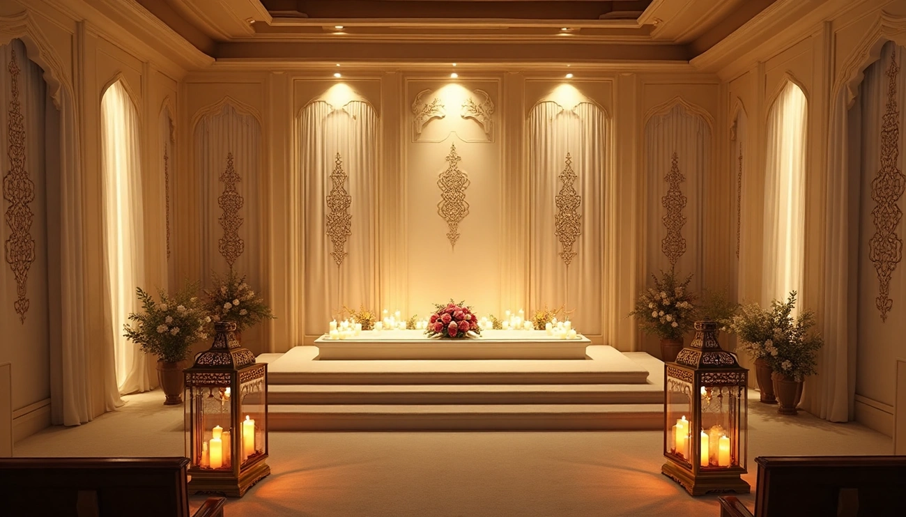 راهنمای کامل نورپردازی مراسم ترحیم: اصول حرفه‌ای برای فضای معنوی